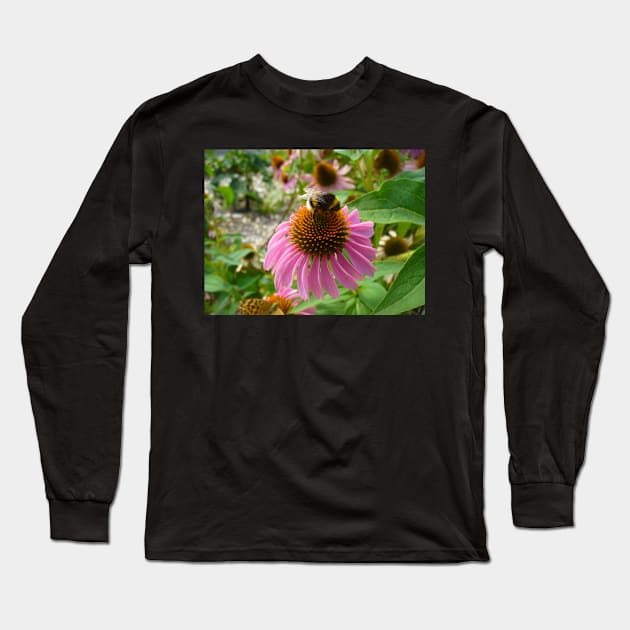 Bumble Bee on Echinacea Long Sleeve T-Shirt by KaSaPo